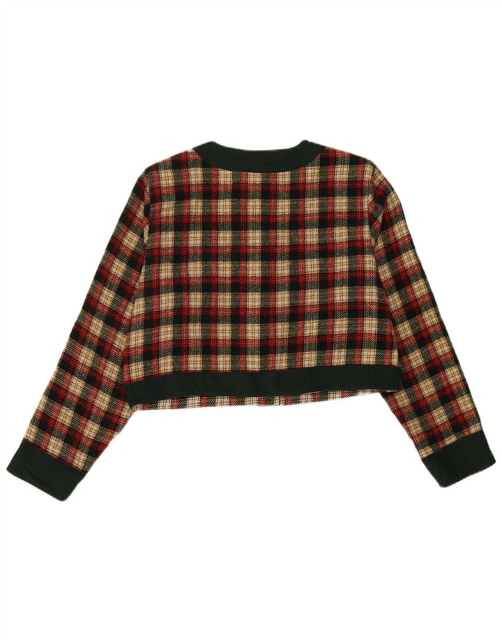 Enara Camice Damen 5-Knopf-Crop-Blazer-Jacke, UK 14, mittelrot kariert
