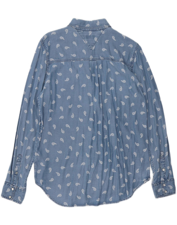 Tommy Hilfiger Damen Jeanshemd UK 14 Mittelblaues Paisley-Lyocell