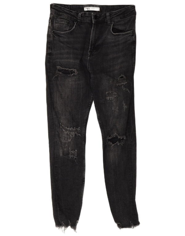 Zara Herren Distressed Skinny Jeans EU 38 Small W30 L26 Schwarz