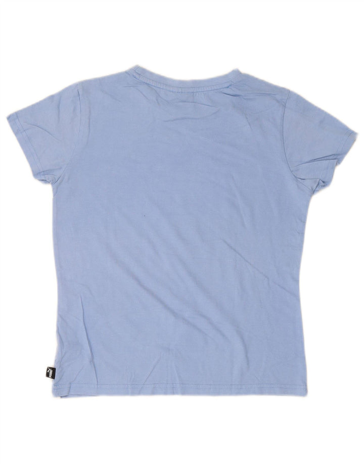 PUMA Womens Graphic T-Shirt Top UK 14 Medium  Blue Cotton