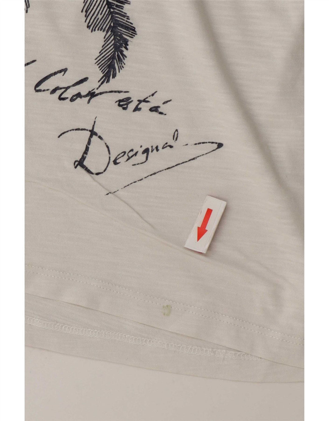 Desigual Damen Grafik T-Shirt Top UK 16 Large Weiß