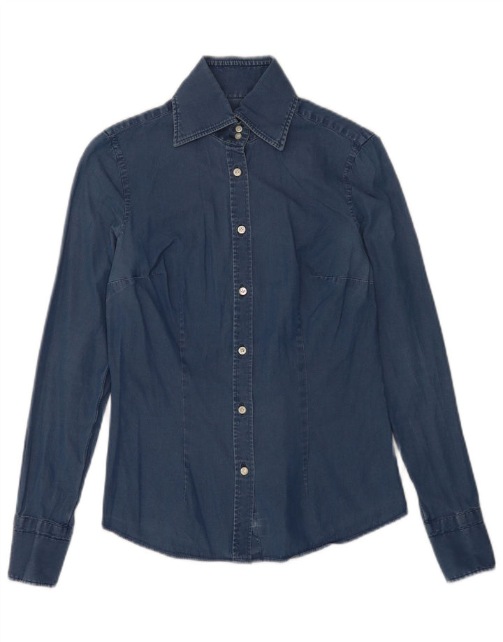Barba Damen Jeanshemd IT 42 Mittelblaue Baumwolle