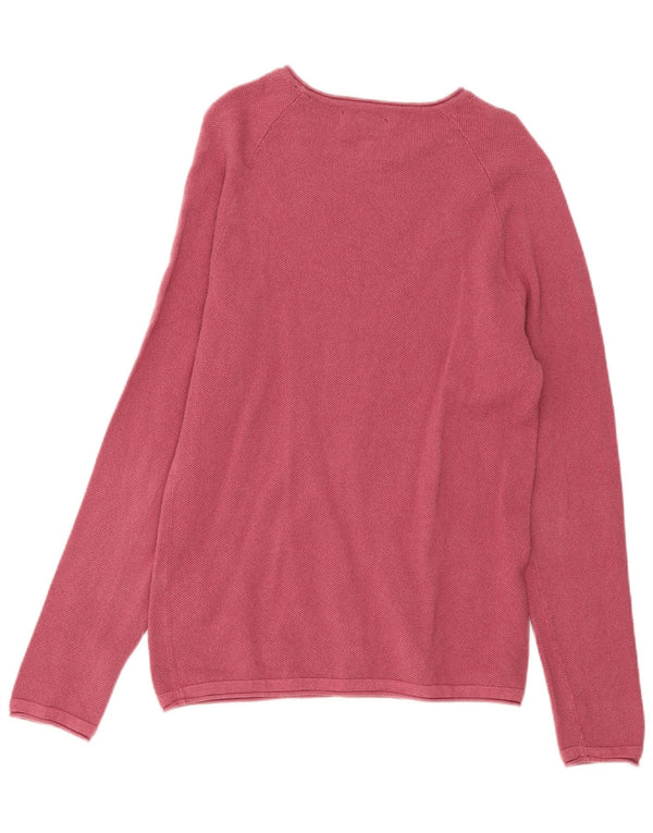 Jack & Jones Herren-Pullover mit U-Boot-Ausschnitt aus mittelrosa Baumwolle