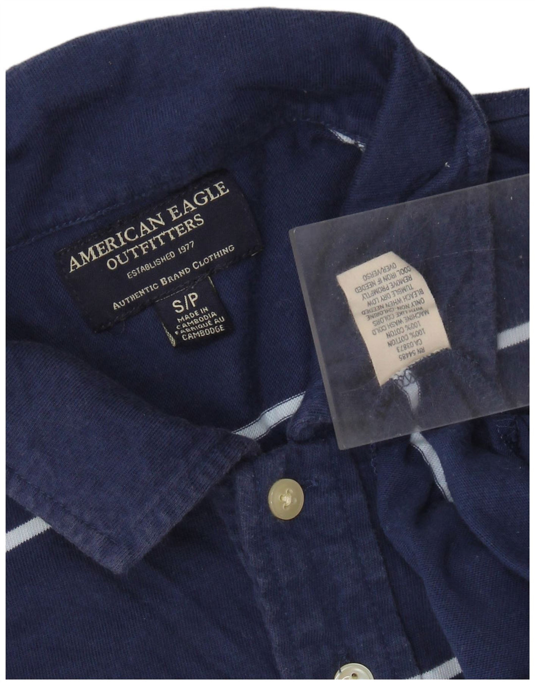 American Eagle Herren-Poloshirt, klein, marineblau, gestreift, Baumwolle