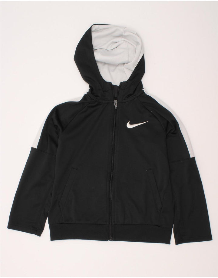 Nike Jungen-Kapuzenpullover mit Reißverschluss, 5–6 Jahre, Mittelschwarzes Farbblock-Polyester