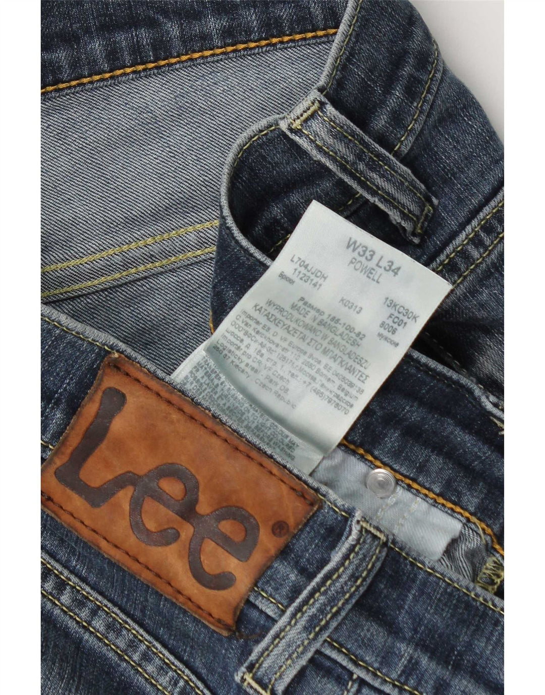 Lee Herren Powell Slim Jeans W33 L34 Blaue Baumwolle
