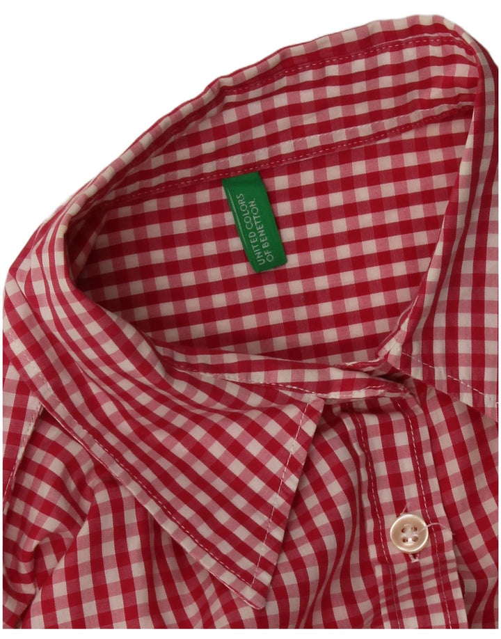 Benetton Damenhemd UK 12 Mittelroter Gingham