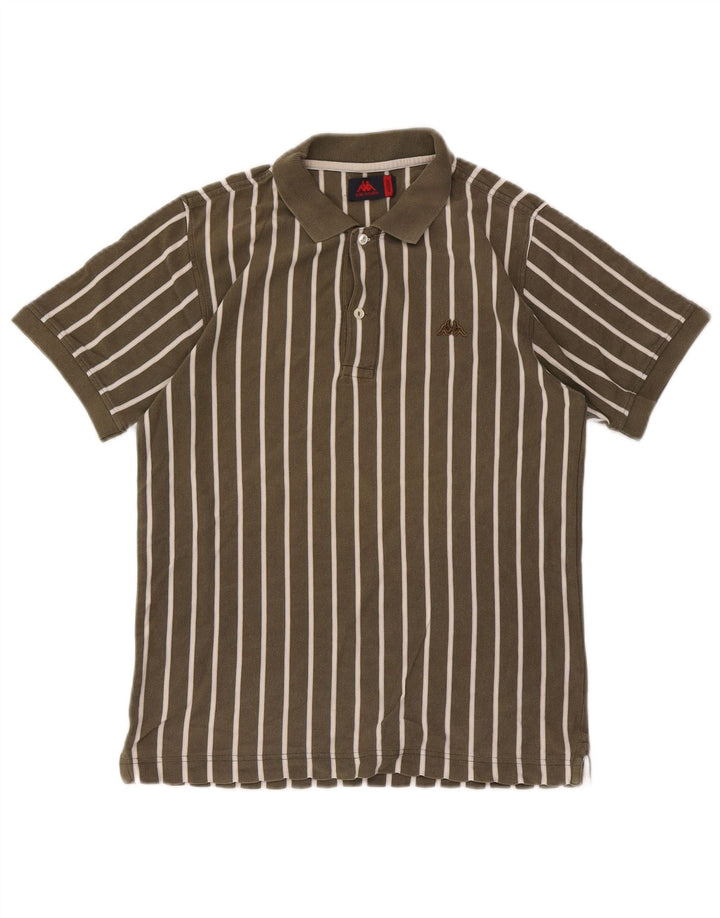 Kappa Herren-Poloshirt aus mittelkhakifarbener, gestreifter Baumwolle