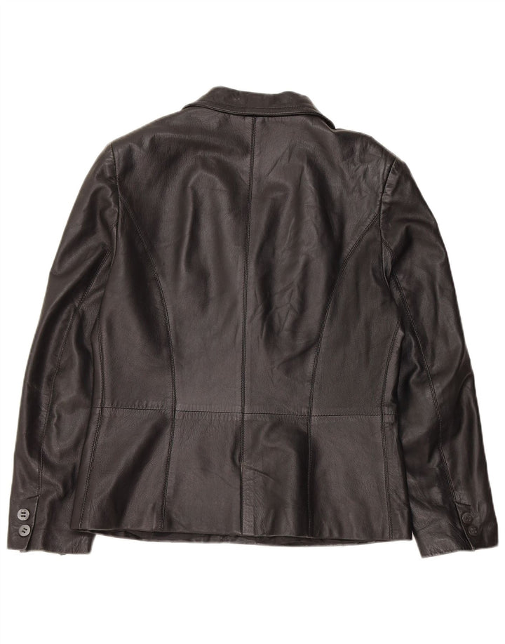 Vintage Damen 3 Knopf Leder Blazer Jacke IT 48 XL Schwarzes Leder