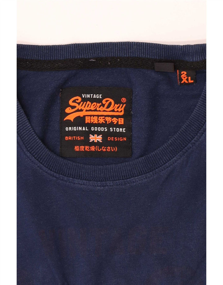 Superdry Herren Extra Slim Graphic Top Langarm 2XL Blau Farbblock