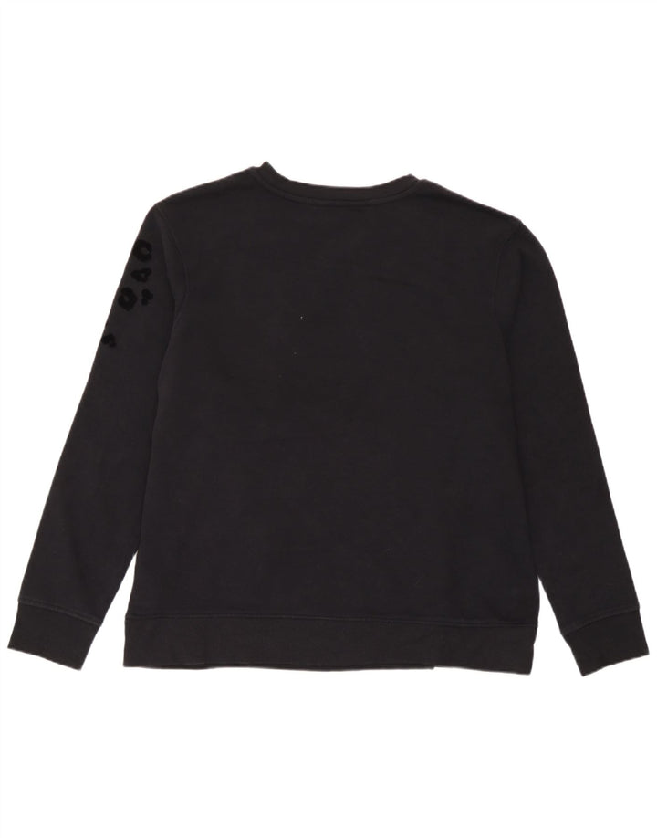 Marks & Spencer Damen-Sweatshirt-Pullover UK 14 Mittelschwarzer Tierdruck