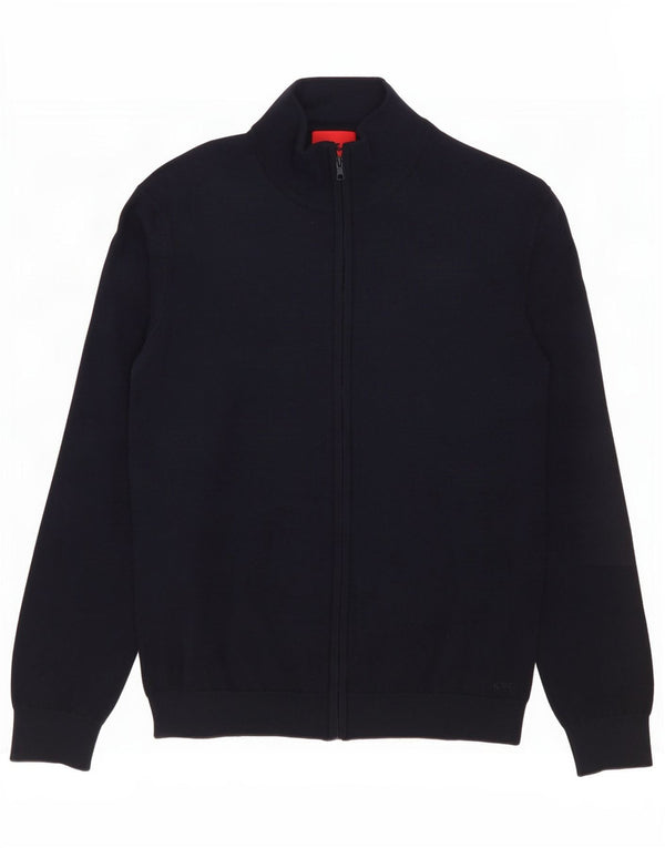 Hugo Boss Jungen-Strickjacke, 13–14 Jahre, groß, marineblaue Schurwolle