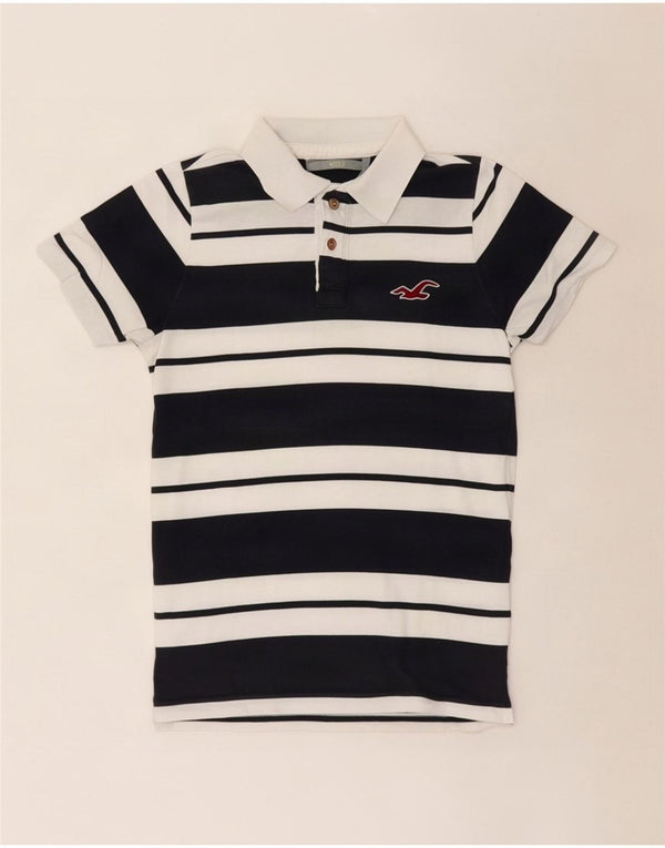 Hollister Herren-Poloshirt aus mittelblauer, gestreifter Baumwolle
