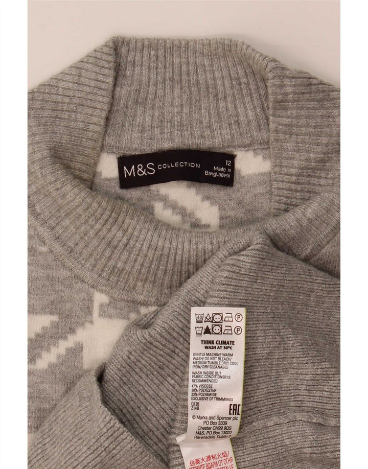 Marks & Spencer Damen-Pullover mit Rollkragen, UK 12, Mittelgrau