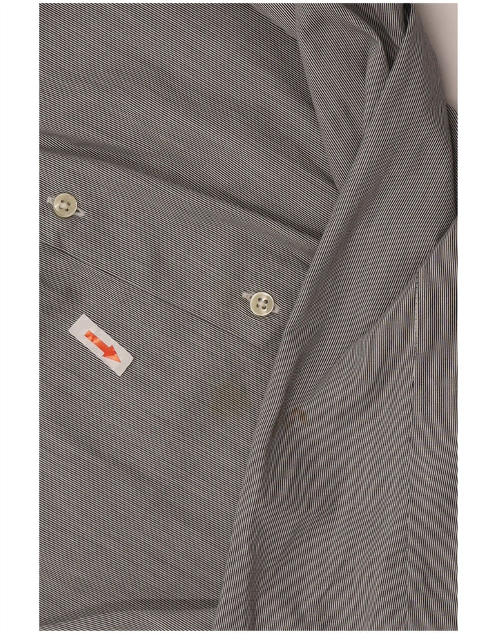 Massimo Dutti Herren Slim Fit Hemd XL grau gestreift aus Baumwolle