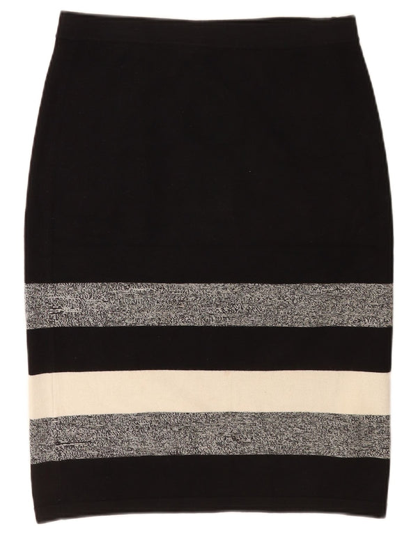 Phase Eight Damen-Strick-Bleistiftrock UK 12 Medium W28 Schwarz gestreifte Viskose