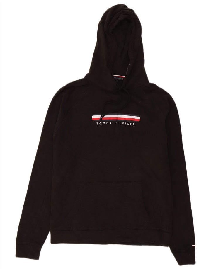 Tommy Hilfiger Herren-Kapuzenpullover mit Grafik, mittelschwarz, Baumwolle