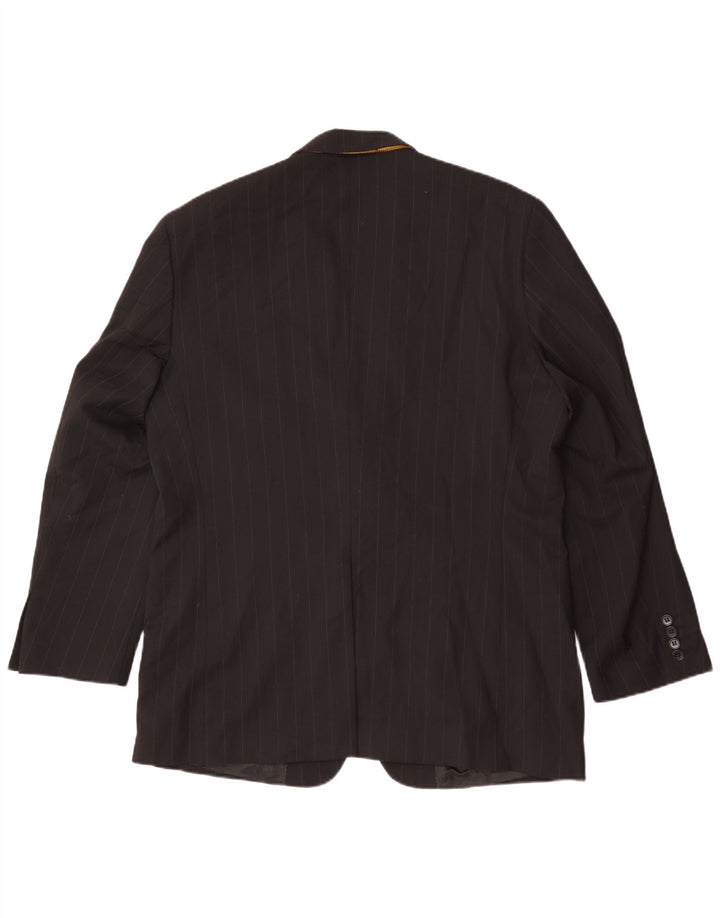 Kartel Herren-Blazer mit 2 Knöpfen, UK 44, 2XL, schwarzes Nadelstreifen-Polyester