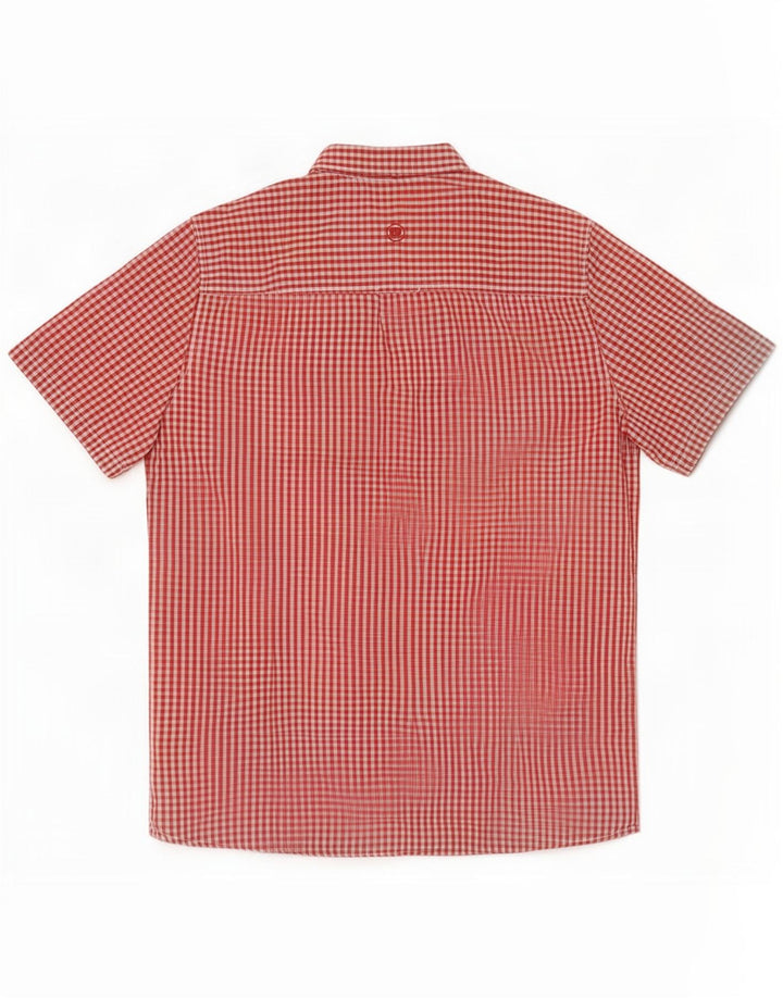 Fat Face Herren-Hemd, kurzärmelig, klassische Passform, großes rotes Gingham-Baumwolle