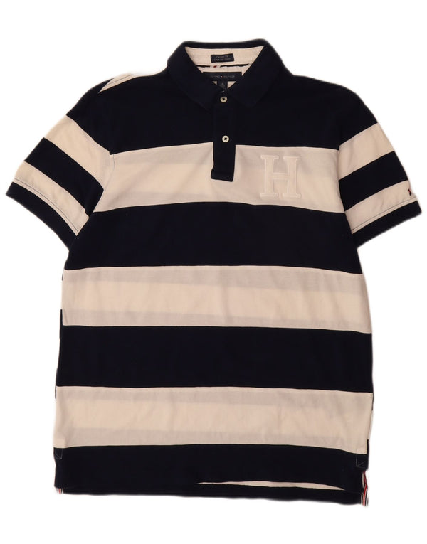 Tommy Hilfiger Herren-Poloshirt mit individueller Passform, groß, marineblau, gestreift, Baumwolle