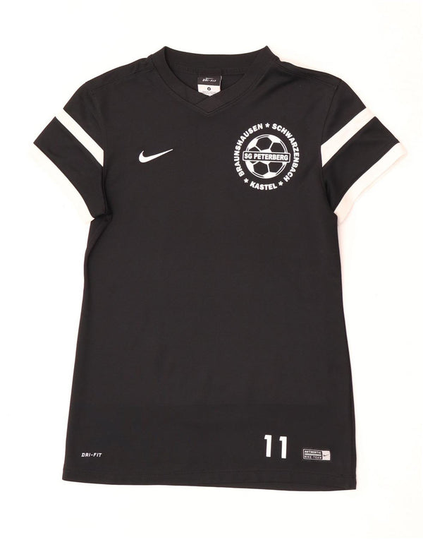 Nike Damen Dri Fit Graphic T-Shirt Top UK 10 Small Schwarz Farbblock