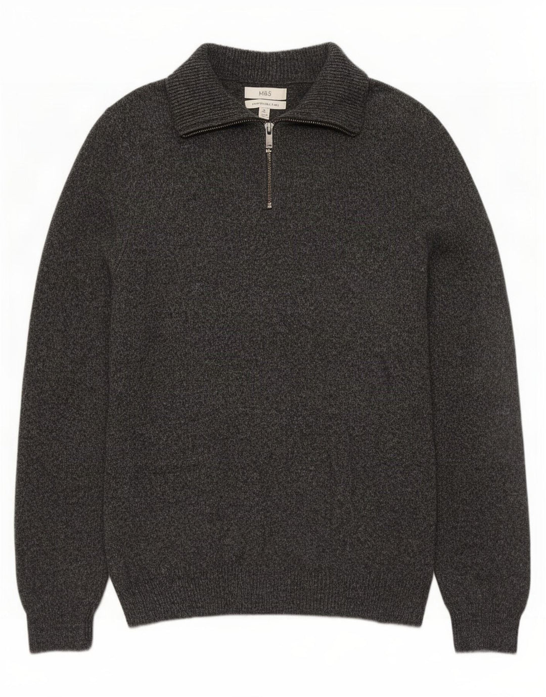 Marks & Spencer Herren-Pullover mit Reißverschluss am Hals, Mittelgrau