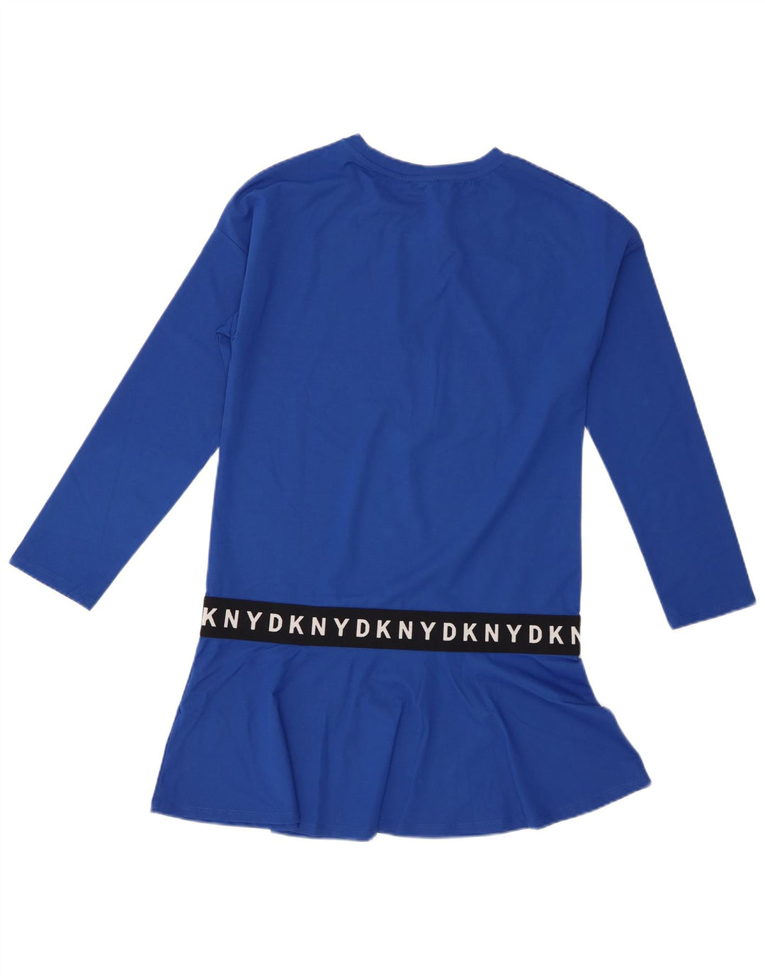 Dkny Womens Graphic Langarm-Tunika-Oberteil UK 14 Mittelblaue Viskose