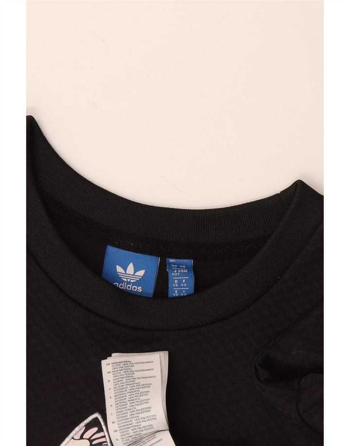 Adidas Damen Grafik-Sweatshirt-Pullover UK 12 Mittelschwarzes Polyester