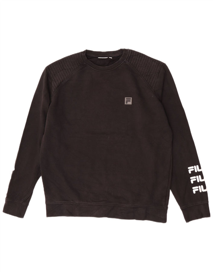Fila Herren-Sweatshirt mit Grafik, reguläre Passform, groß, schwarze Baumwolle
