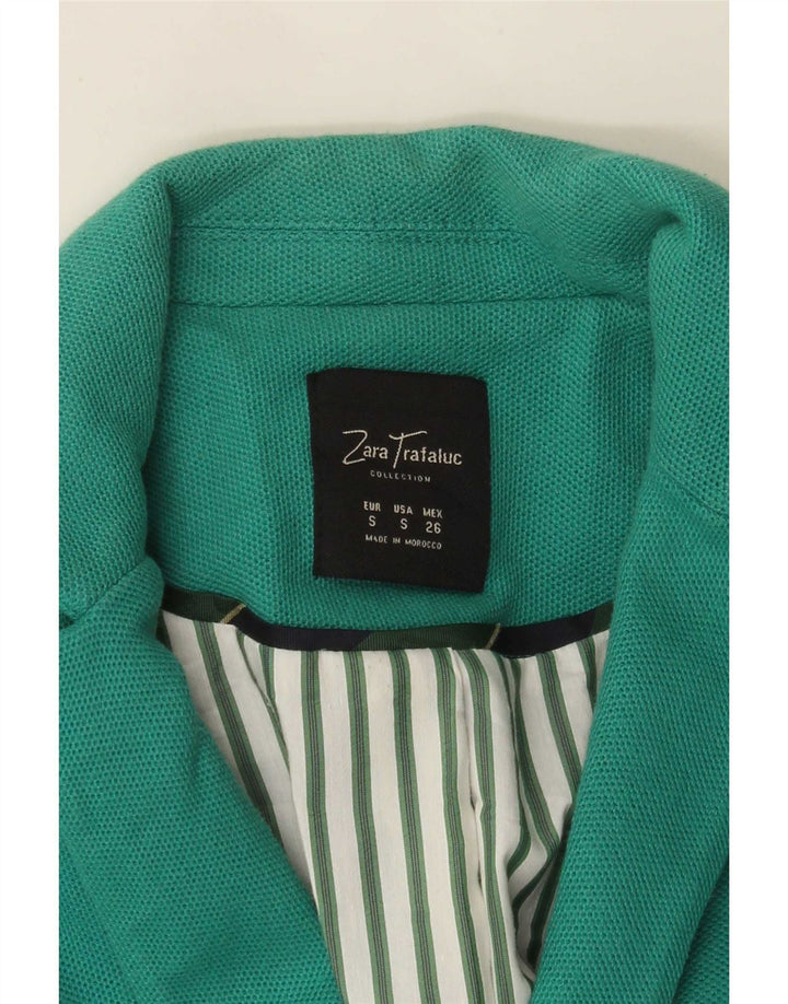 Zara Damen Crop 2 Button Blazer Jacke UK 10 Small Blau