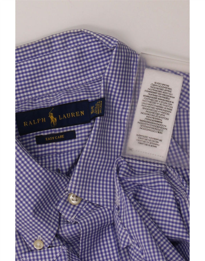 Ralph Lauren Herrenhemd, Größe 16 1/2, große blaue Gingham-Baumwolle