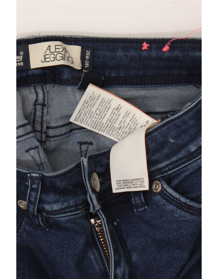 Superdry Damen Alexia Jegging Jeans W25 L31 Marineblau Baumwolle
