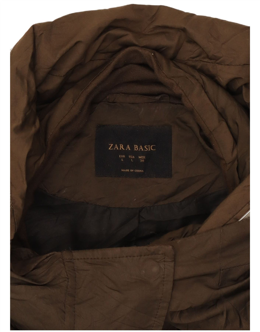 Zara Damen-Parka mit Kapuze, UK 16, Größe L, Braun