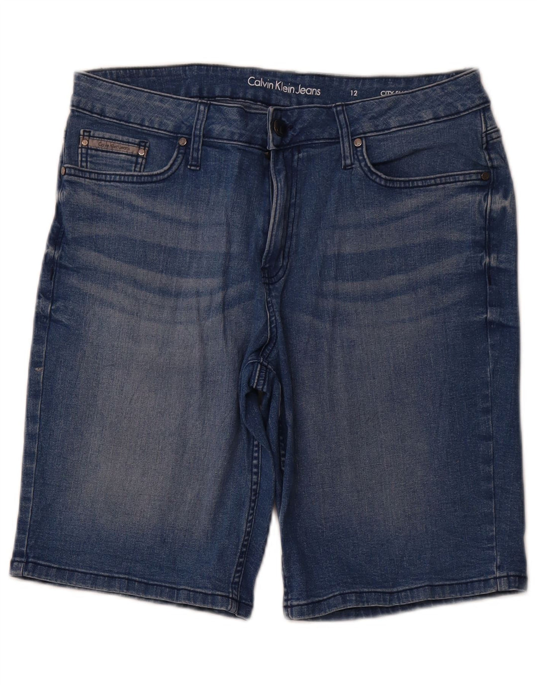 CALVIN KLEIN Damen Jeansshorts US 12 Large W32 Blaue Baumwolle