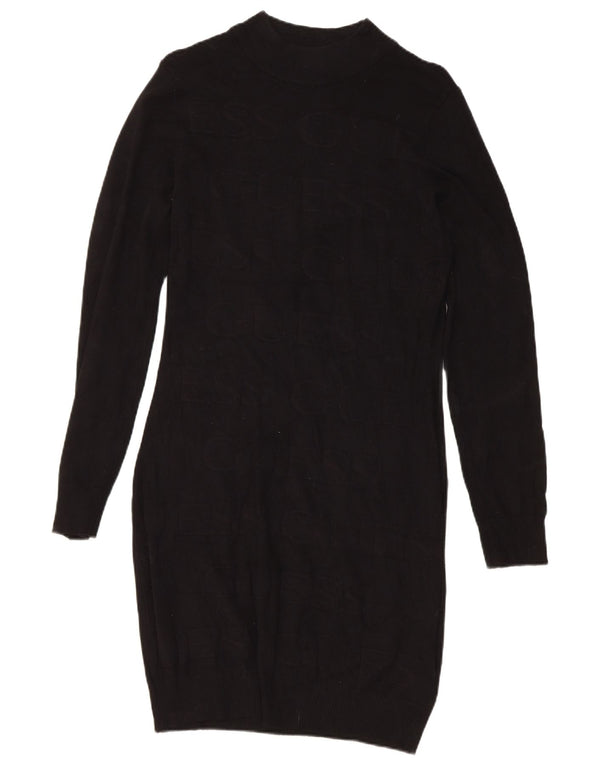 Guess Damen-Pulloverkleid mit Grafik, UK 12, mittlere schwarze Viskose