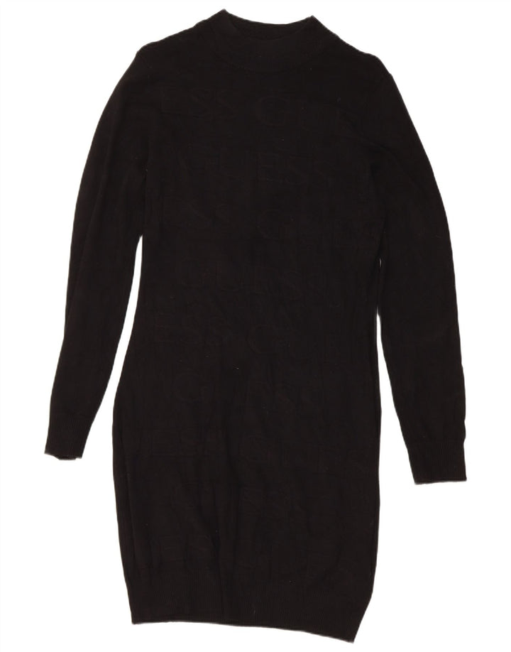 Guess Damen-Pulloverkleid mit Grafik, UK 12, mittlere schwarze Viskose