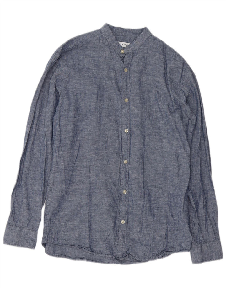 Jack & Jones Herrenhemd, klein, aus blauer Baumwolle