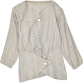 VINTAGE Womens 4 Button Blazer Jacket UK 14 Medium Grey Striped | Vintage Vintage | Thrift | Second-Hand Vintage | Used Clothing | Messina Hembry 