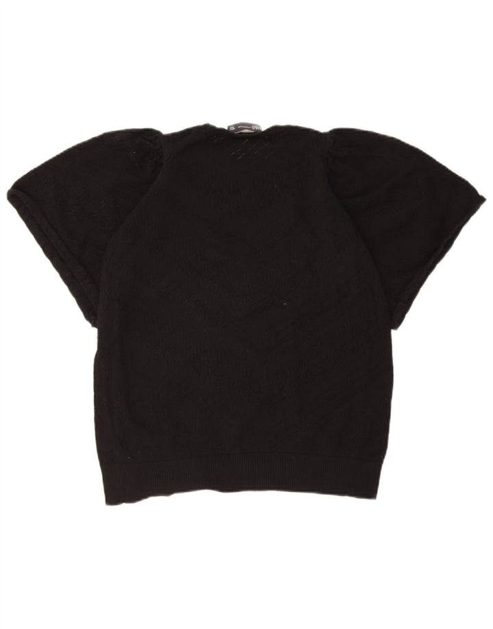 Marks & Spencer Damen-Pullover mit Rundhalsausschnitt, Gr. 10, Größe S, Schwarz, geometrisch
