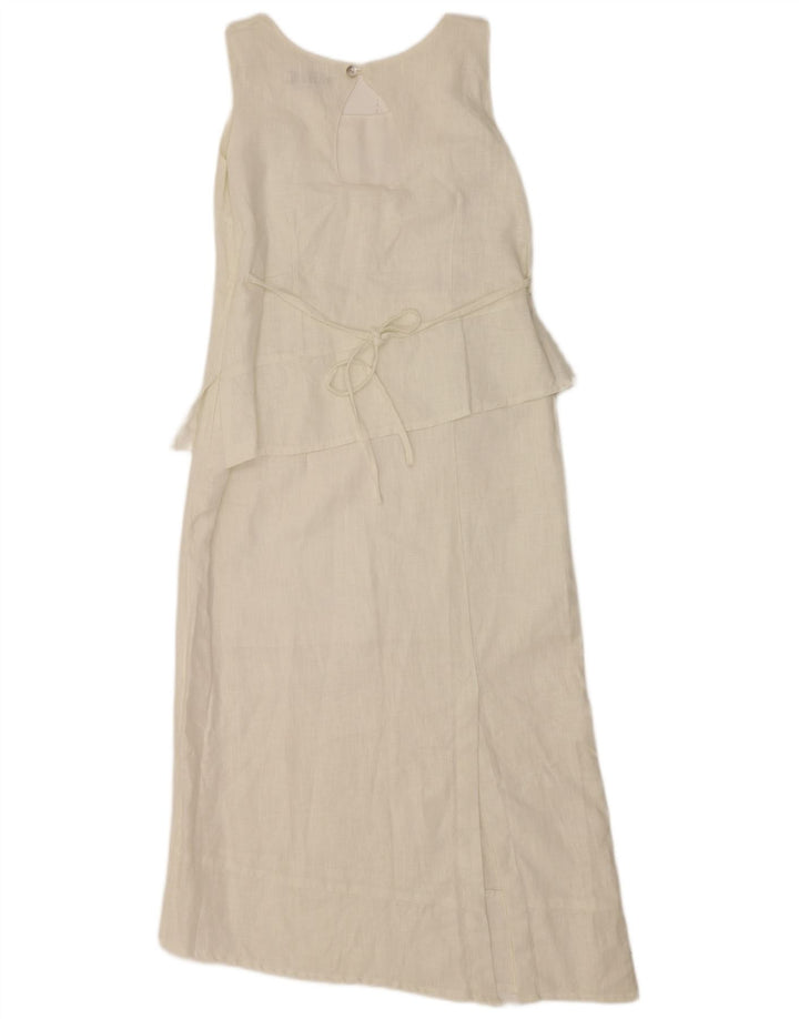 Vintage Damen Ärmelloses asymmetrisches Kleid IT 44 Mittelweißes Leinen