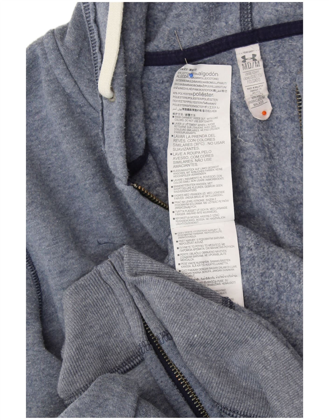 UNDER ARMOUR Herren-Kapuzenpullover mit grafischem Reißverschluss, mittelblaue Baumwolle