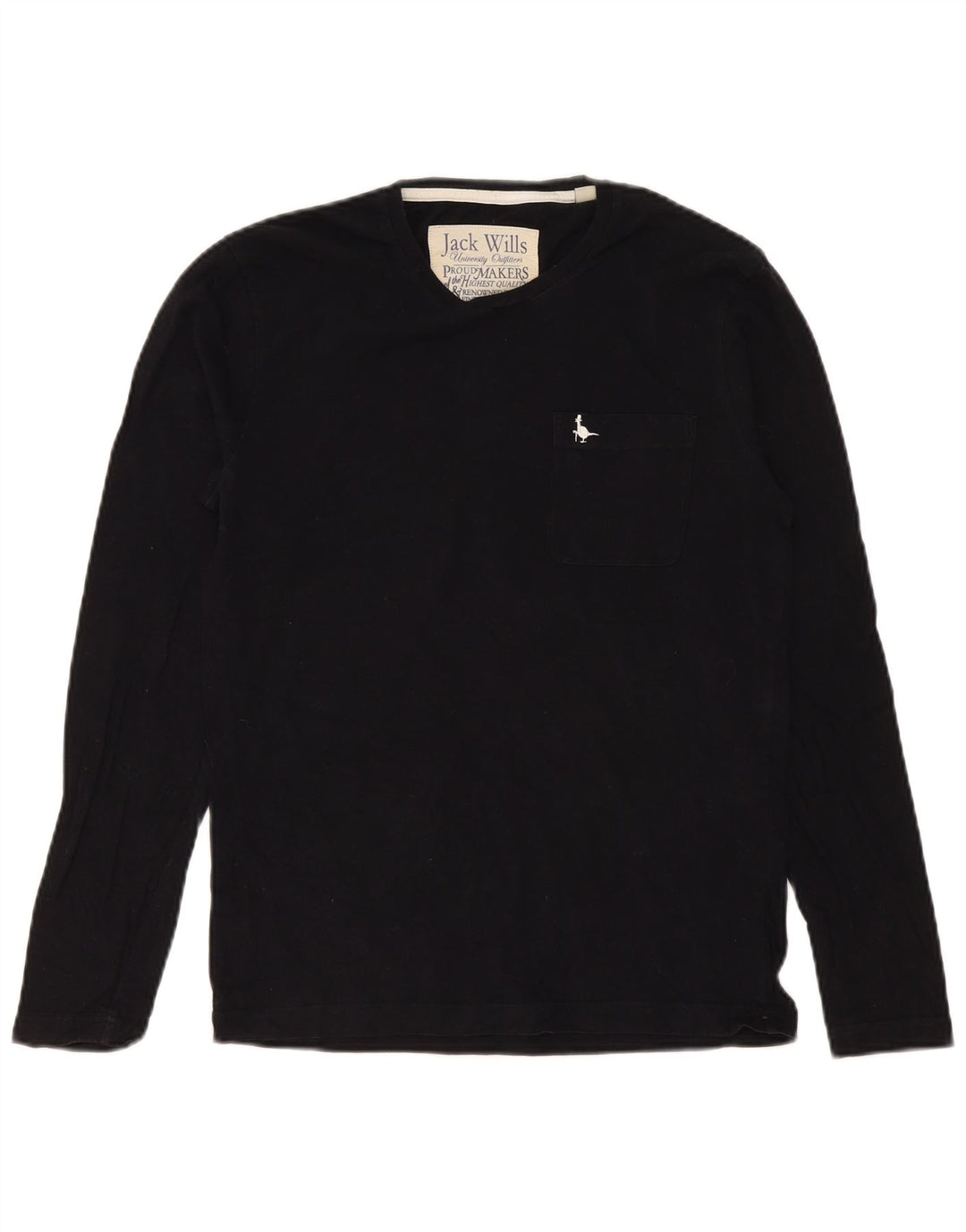 Jack Wills Herren-Top, langärmelig, XS, schwarze Baumwolle