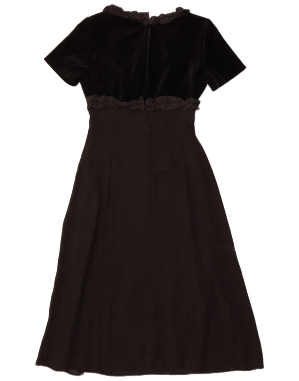 Vintage Damen Maxikleid mit Rüschen vorne IT 42 Medium Schwarz