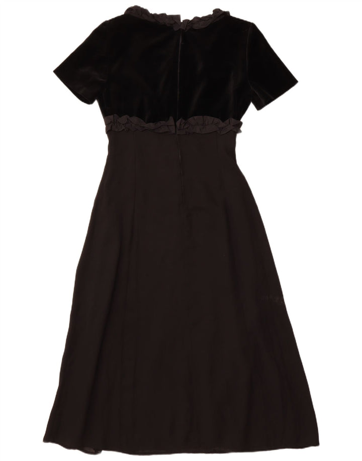 Vintage Damen Maxikleid mit Rüschen vorne IT 42 Medium Schwarz