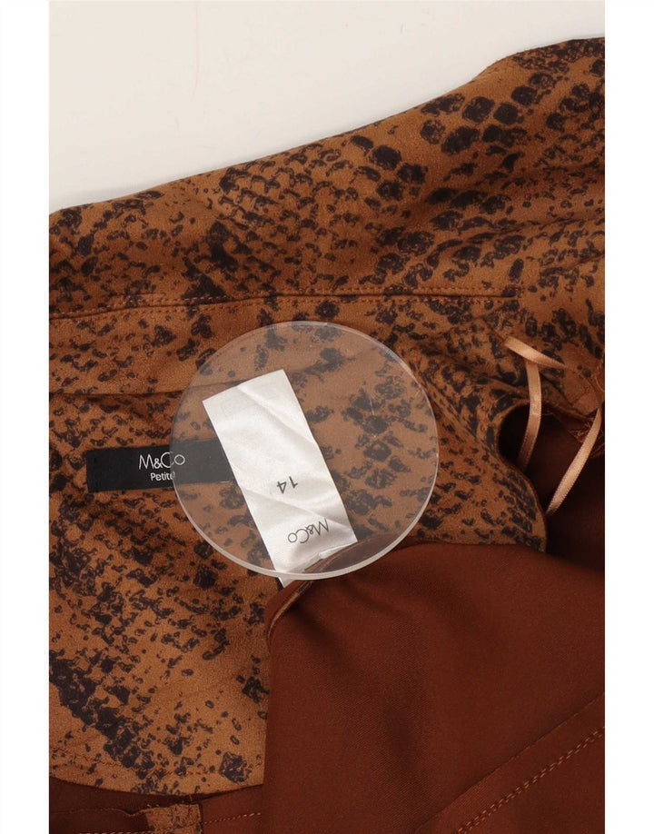 M&Co Womens Petite Open Blazer Jacke UK 14 Large Brown Polyester