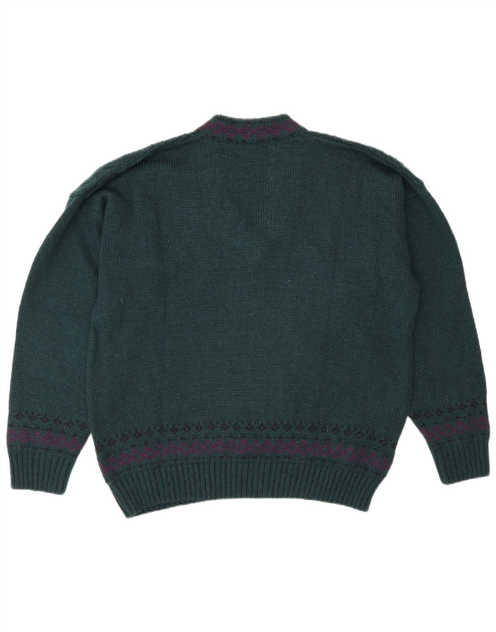 Vintage Herren Pullover mit V-Ausschnitt IT 50 Mittelgrüne Wolle