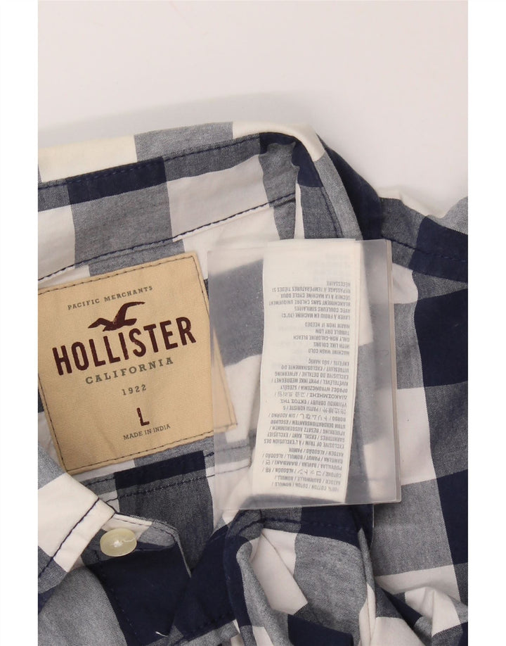 Hollister Herrenhemd, groß, marineblau, Gingham-Baumwolle