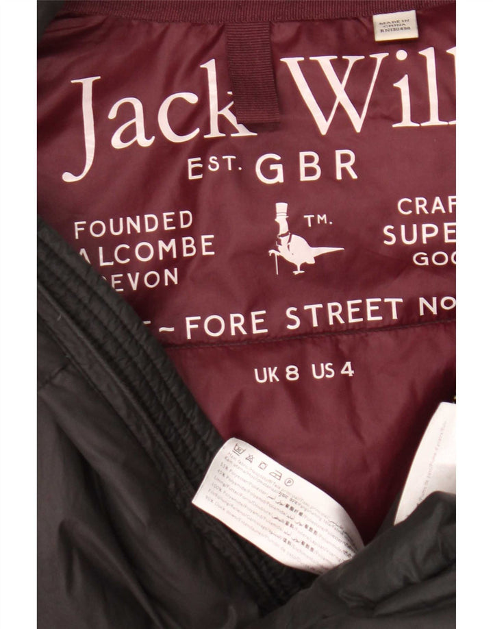 Jack Wills Wattierter Damenmantel mit Kapuze, Größe S, Grau, Polyester