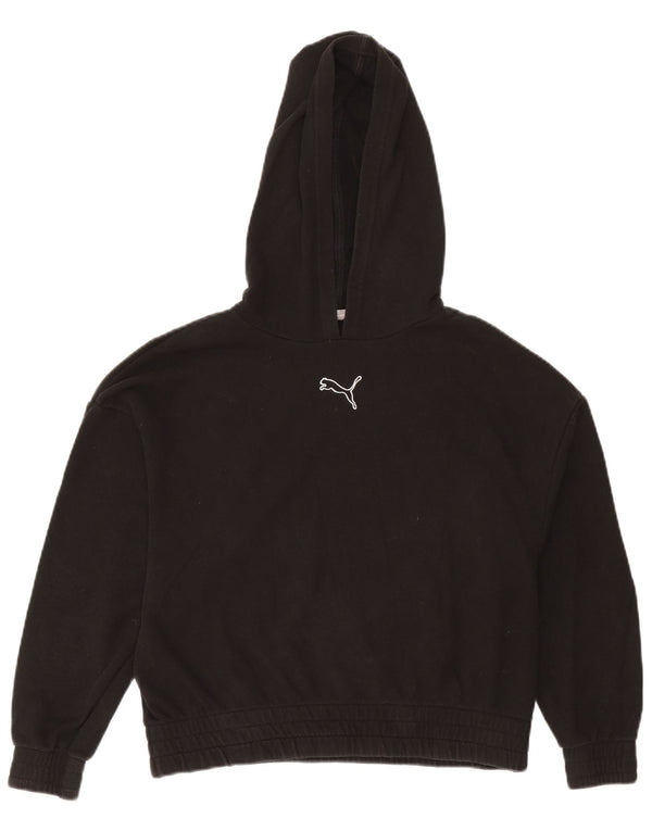 Puma Damen Crop Hoodie Pullover UK 14 Mittelschwarze Baumwolle