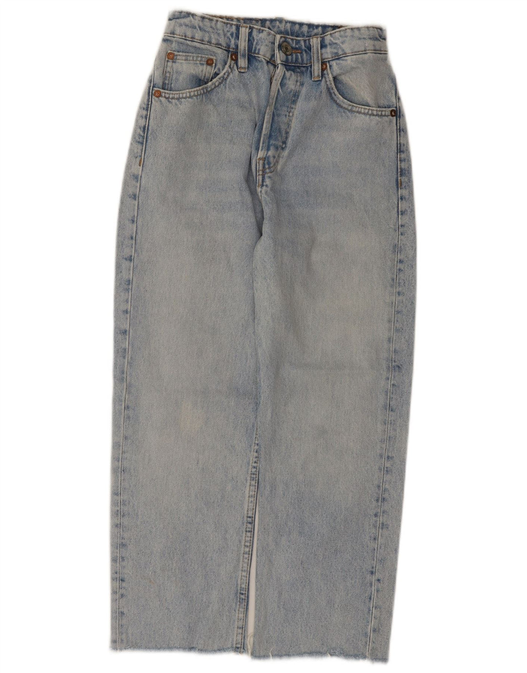Zara Damen Straight Jeans W24 L24 Blaue Baumwolle